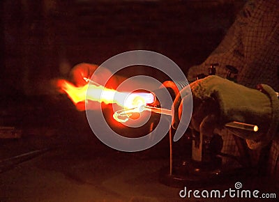 Glass Rod Forming Stock Photo