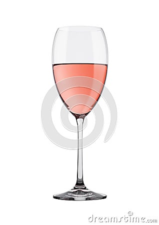 Glass of rose pink wine isolated on white Stock Photo