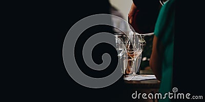 Glass of rose wine image for banner advertorial website cover brochure template mock-up Stock Photo
