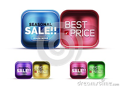 Glass sale icons Vector Illustration