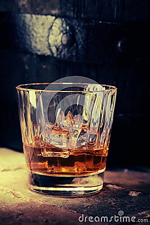 Glass of scotch whiskey in close-up Stock Photo