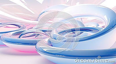 glass seamless abstract background with blue and white swirls and spirals. Stock Photo