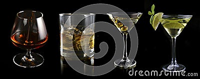 Glass of set of spirits and cocktails Stock Photo