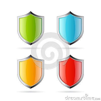 Glass shiny shield vector icon Vector Illustration