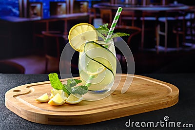 A GLASS WITH A SICILIAN LEMON DRINK COCKTAIL Stock Photo
