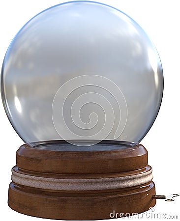 Glass Snow Globe, Empty, Isolated Stock Photo