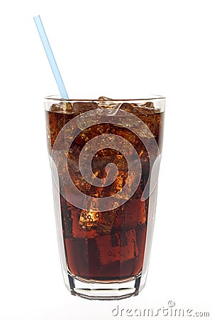 Glass of soda with straw Stock Photo