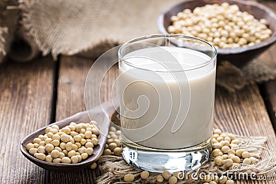 Glass with Soy Milk Stock Photo