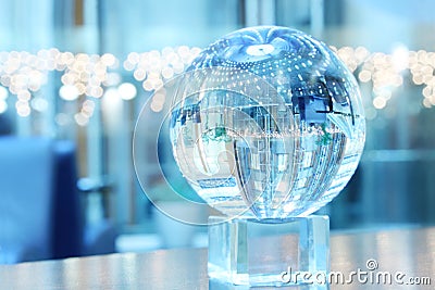 Glass sphere on support Stock Photo