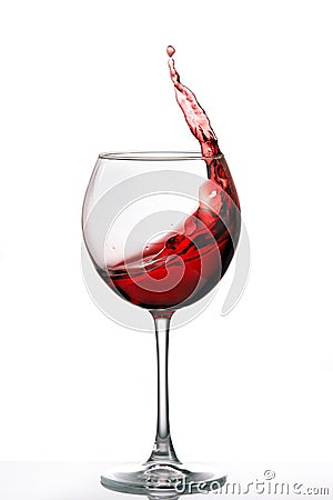 Glass with a splash of red wine isolated on white background Stock Photo