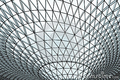 Glass and steel building with triangle pattern structure. Futuristic architecture. Neo-futurism architectural style. White Stock Photo
