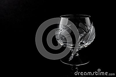 Glass stemware on black background Stock Photo