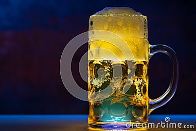 Glass tankard of golden ale on a counter Stock Photo