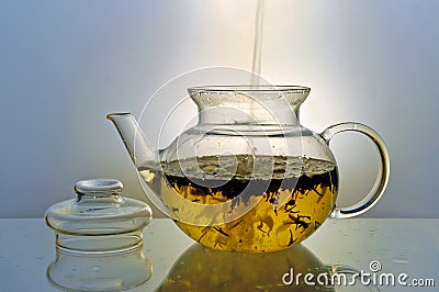 Glass teapot Stock Photo