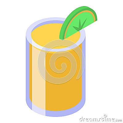 Glass tequila icon, isometric style Vector Illustration