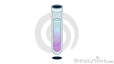 Glass test tube filled with a liquid and dark blue violet sediment (precipitate) fraction Stock Photo