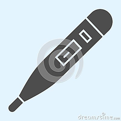 Glass thermometer solid icon. Measuring fever temperature glyph style pictogram on white background. Coronavirus covid19 Vector Illustration