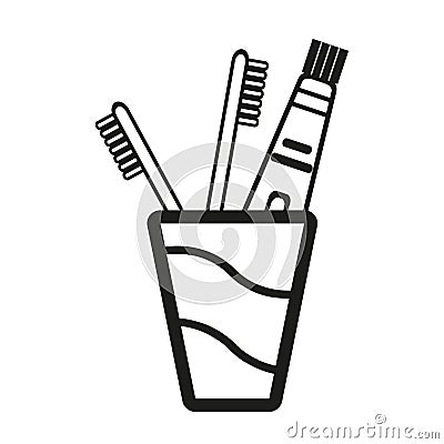 glass toothbrush paste icon. Medical dentist tool. Vector illustration. Stock image. Vector Illustration