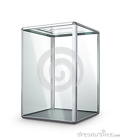 Glass transparent ballot box isolated Cartoon Illustration