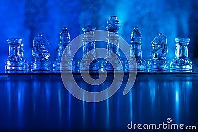 Glass transparent chess background Stock Photo