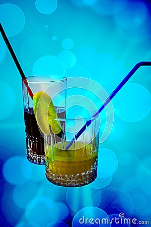 Glass, transparent glass with a drink. Stock Photo