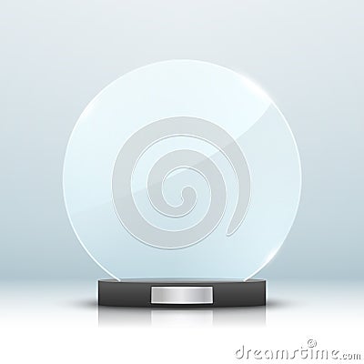 Glass trophy award isolated. Vector blank award on bright background. Crystal glossy design winner Vector Illustration