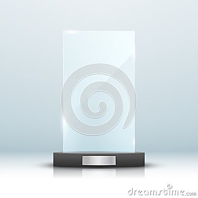 Glass trophy award isolated. Vector blank award on bright background. Crystal glossy design winner Vector Illustration