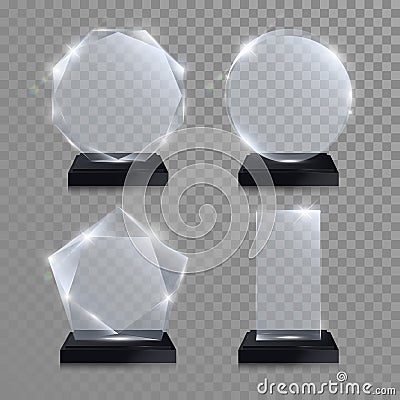 Download Glass Trophy Award. Vector Crystal 3D Transparent Stock ...