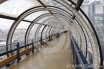 Glass tube Pompidou Centre with aerial view at Paris, France Editorial Stock Photo