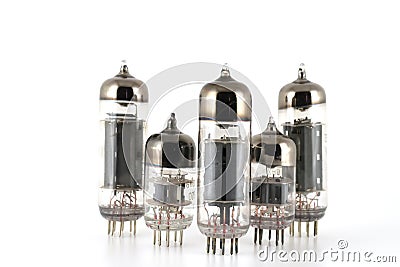 Glass vacuum radio tubes Stock Photo