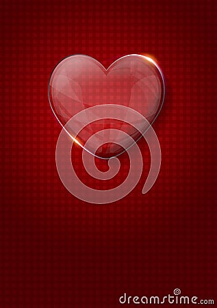 Glass valentine heart over dark red background Stock Photo