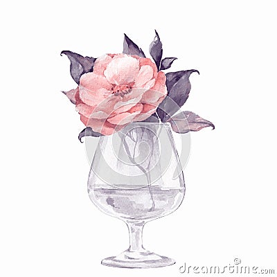 Glass vase with flowers Cartoon Illustration