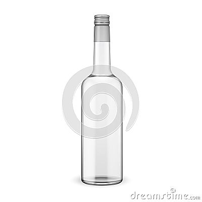 Glass vodka bottle with cap. Vector Illustration