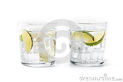 Glass of vodka tonic cocktail isolated Stock Photo