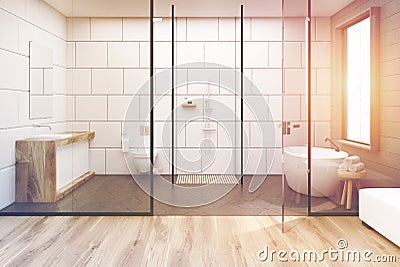 Glass wall bathroom, toned Stock Photo