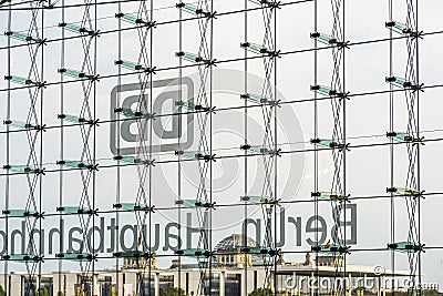 Glass wall in Berlin hauptbahnhof Germany Editorial Stock Photo