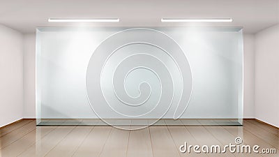 Empty exhibition room with glass wall frame Vector Illustration