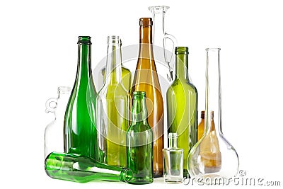 Glass waste bottles Stock Photo