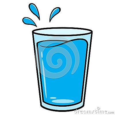 Glass of Water Cartoon Vector Illustration