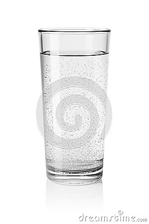 Glass of water with gas isolated on white. 3D rendering illustration Cartoon Illustration