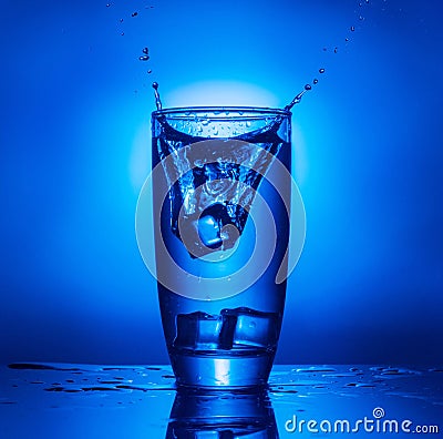 Glass of water with ice Stock Photo