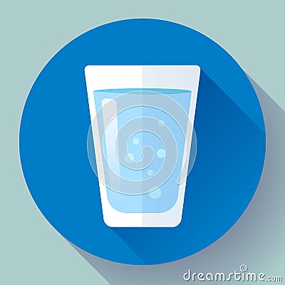 Glass of water icon flat design Vector Illustration