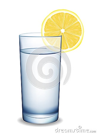 Glass of water with lemon. Vector Illustration