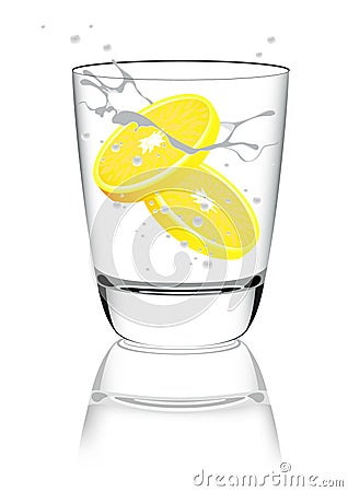 Glass of water with lemon Cartoon Illustration