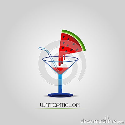 Glass with watermelon smoothie Vector Illustration