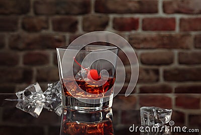 Whisky and cigar. Stock Photo