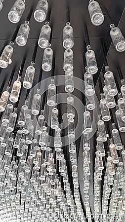 Glass wine bottle ceiling lights Editorial Stock Photo