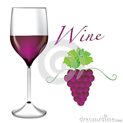 Glass of wine - Bunches of grapes vector Vector Illustration