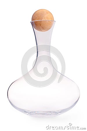 Glass wine carafe with a wooden stopper Stock Photo