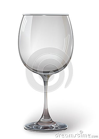 Glass wine glass. A realistic, transparent, empty, vector. Vector Illustration